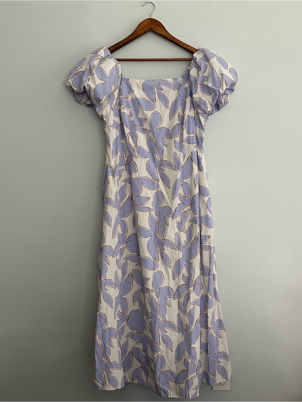 A New Day Lavender Floral Puff Sleeve Midi Dress Cottagecore Prairie